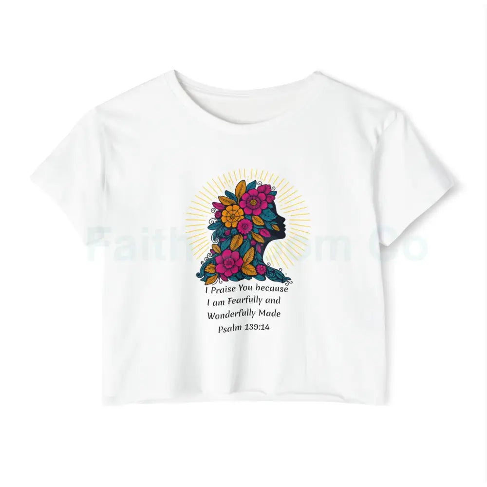 ’Wonderfully Made’ Crop Top XS / White T-Shirt