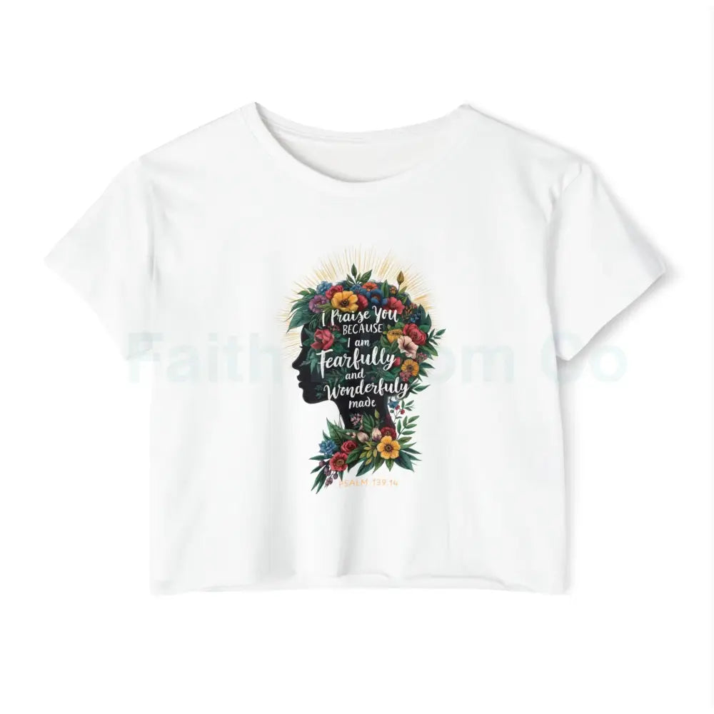 ’Wonderfully Made’ Crop Top XS / White T-Shirt